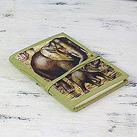 Elephant Theme Journal with Unlined Handmade Paper,'Indian Elephant Family'