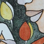 'Peaceful Nature' - India Modern Cubist Painting of a Young Buddha