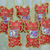 Beaded ornaments, 'Bib Cats' (set of 6) - Set of Six Beaded Cat Ornaments in Crimson from India thumbail