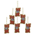 Beaded ornaments, 'Bib Cats' (set of 6) - Set of Six Beaded Cat Ornaments in Crimson from India thumbail