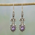 Amethyst dangle earrings, 'Droplet Dreams' - Sterling Silver and Teardrop Amethyst Earrings from India (image 2) thumbail