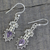 Amethyst dangle earrings, 'Droplet Dreams' - Sterling Silver and Teardrop Amethyst Earrings from India (image 2b) thumbail