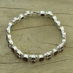Garnet link bracelet, 'Sweet Glam' - Glam Garnet and Sterling Silver Link Bracelet from India