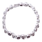 Garnet link bracelet, 'Sweet Glam' - Glam Garnet and Sterling Silver Link Bracelet from India