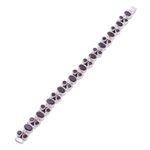 Garnet link bracelet, 'Sweet Glam' - Glam Garnet and Sterling Silver Link Bracelet from India