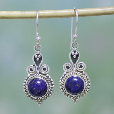 Jewellery Blue Lapis Earrings Pretty Bali Style 925 Sterling Silver Free P+P