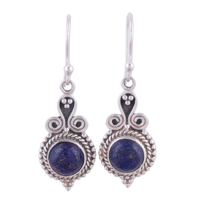 925 Sterling Silver and Lapis Lazuli India Jewelry Earrings