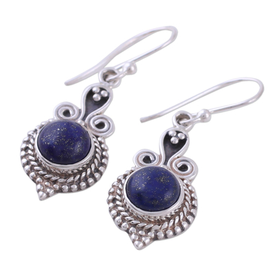 Lapis lazuli dangle earrings, 'Grand Delhi Blue' - 925 Sterling Silver and Lapis Lazuli India Jewellery Earrings