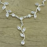 Quartz Y necklace, 'Sparkling Garland' - Quartz Garland in Sterling Silver Necklace from India