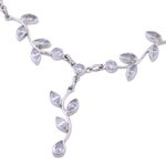 Quartz Y necklace, 'Sparkling Garland' - Quartz Garland in Sterling Silver Necklace from India