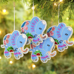 Curated gift set, 'Elephant Cheer' - 10 Elephant Ornaments & Christmas Stocking Curated Gift Set