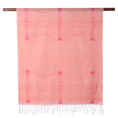 Bufanda de algodón - Bufanda tejida a mano 100% algodón color melocotón de la India