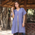 Cotton caftan, 'Cool Water' - Hand Woven Blue Cotton Cover Up from India thumbail