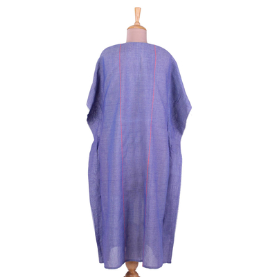 Baumwollkaftan - Handgewebter Überwurf aus blauer Baumwolle aus Indien