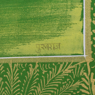 Miniatur-Gemälde, „Polo auf dem Rasen“. - Thema des indischen Polospiels Signierte Miniaturmalerei auf Seide