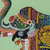 Pintura en miniatura, 'Elefantes verdes triunfantes' - Pintura de arte popular en miniatura de la India firmada de elefantes verdes