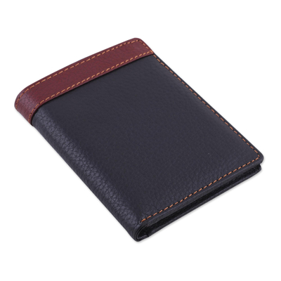 Handsome Leather Wallet for Men in Black and Mahogany