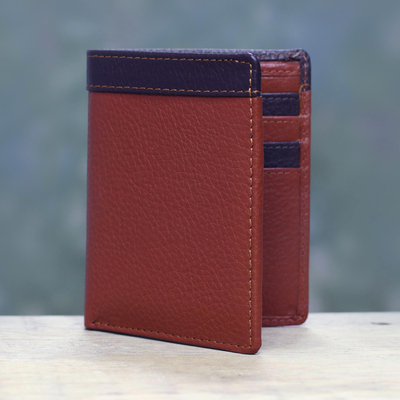 Men's leather wallet, 'Russet Chocolate Harmony' - Handsome Leather Wallet for Men in Russet and Chocolate