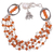 Carnelian and cultured pearl beaded bracelet, 'Lotus Beauty' - Carnelian and Cultured Pearl Beaded Bracelet from India thumbail
