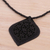 Ebony wood pendant necklace, 'Mughal Delight' - Beaded Ebony Wood Necklace with Hand Carved Leaf Pendant (image 2c) thumbail