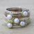 Cultured pearl cocktail ring, 'Alluring Globes in White' - Cultured Pearl and Sterling Silver Ring from India (image 2) thumbail