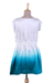 minivestido de seda - Vestido Corto Teñido Ombre en Seda Blanca y Verde Azulado
