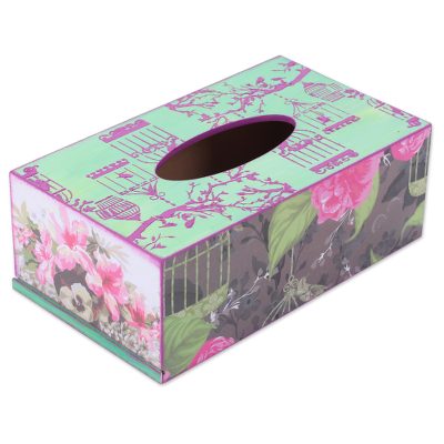 Wood Tissue Box Cover With Decoupage Motif Of Pink Flowers Decoupage Wood Tissue Box Cover Pink Symphony With