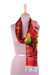 Hand painted silk scarf, 'Vallam Kali in Poppy' - Handwoven Multicolored Silk Wrap Scarf from India (image 2c) thumbail