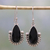 Onyx dangle earrings, 'Magical Night' - Handmade Onyx and Sterling Silver Dangle Earrings from India thumbail