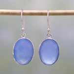 Chalcedony dangle earrings, 'Blue Serenity' - Handcrafted Chalcedony and Sterling Silver Dangle Earrings