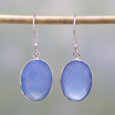 drop earrings chalcedony earrings blue earrings Serenity Blue Chalcedony Drop earrings
