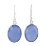 Chalcedony dangle earrings, 'Blue Serenity' - Handcrafted Chalcedony and Sterling Silver Dangle Earrings