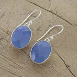 Chalcedony dangle earrings, 'Blue Serenity' - Handcrafted Chalcedony and Sterling Silver Dangle Earrings