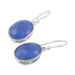 Chalcedony dangle earrings, 'Blue Serenity' - Handcrafted Chalcedony and Sterling Silver Dangle Earrings