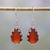 Carnelian dangle earrings, 'Firelight' - Carnelian and Sterling Silver Dangle Earrings from India