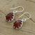 Carnelian dangle earrings, 'Firelight' - Carnelian and Sterling Silver Dangle Earrings from India (image 2b) thumbail