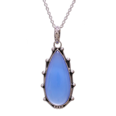India Chalcedony and Sterling Silver Jewelry Pendant Necklace