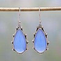 Chalcedony dangle earrings, Peaceful Blues