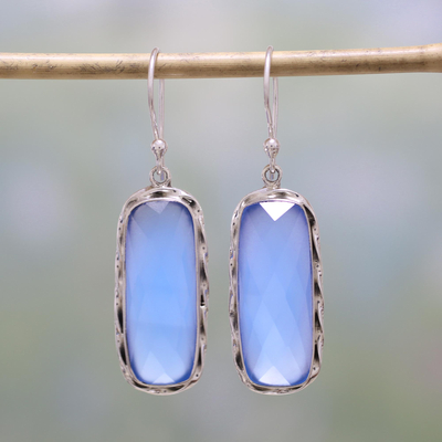 Chalcedony dangle earrings, Sea of Blue