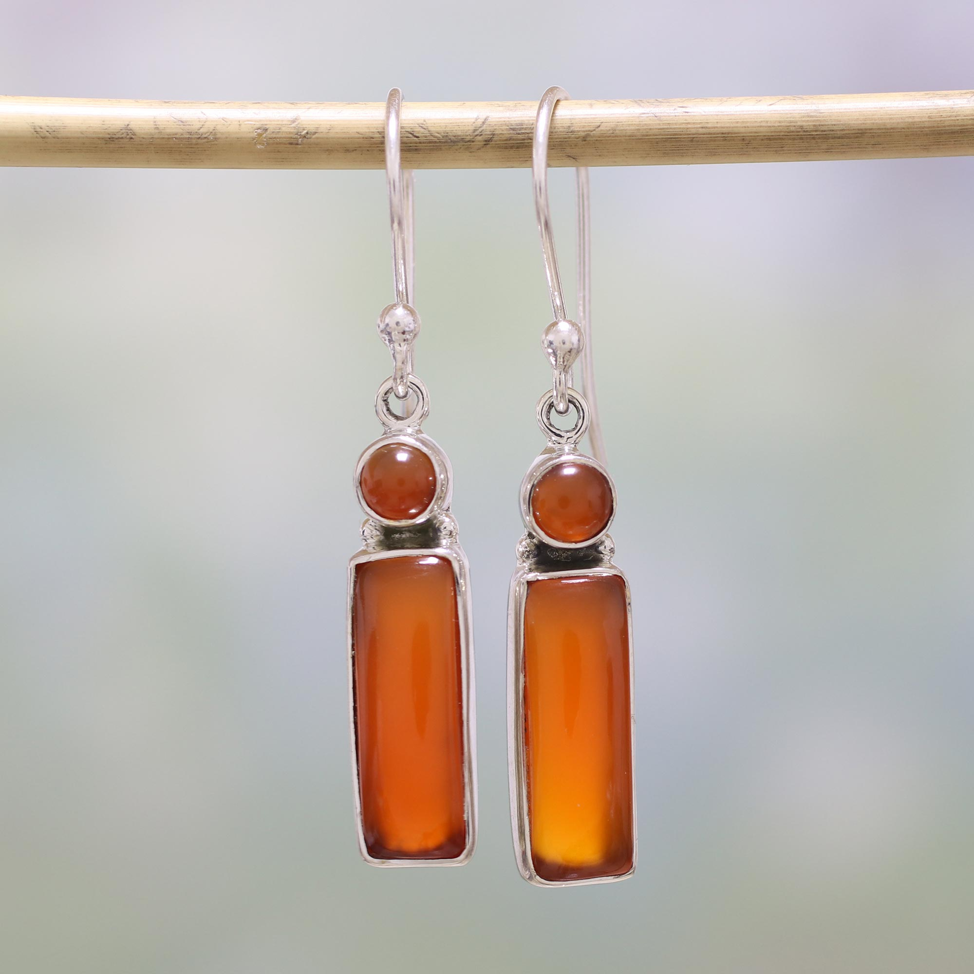 Carnelian and Sterling Silver Dangle Earrings from India - Radiant Allure |  NOVICA