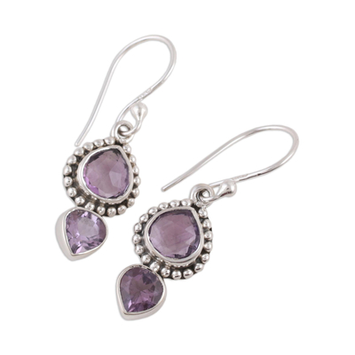 Amethyst and Sterling Silver Dangle Earrings from India - Lovely ...