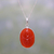 Carnelian pendant necklace, 'Fiery Gleam' - Carnelian and Sterling Silver Pendant Necklace from India