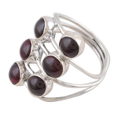 Garnet and Sterling Silver Cocktail Ring from India