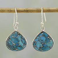 Sterling Silver and Composite Turquoise Earrings from India,'Dancing Soul'