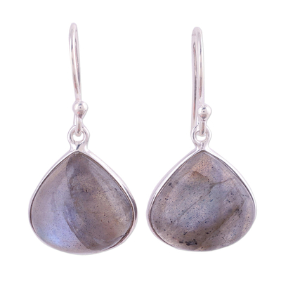 Labradorite dangle earrings, 'Dancing Soul' - Labradorite and Sterling Silver Dangle Earrings from India
