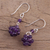 Amethyst dangle earrings, 'Regal Temptation' - Amethyst and Sterling Silver Dangle Earrings from India (image 2b) thumbail