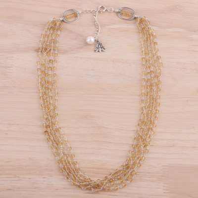 Halskette aus Citrin und Zuchtperlen - Halskette aus Citrin und Zuchtperlen aus Indien