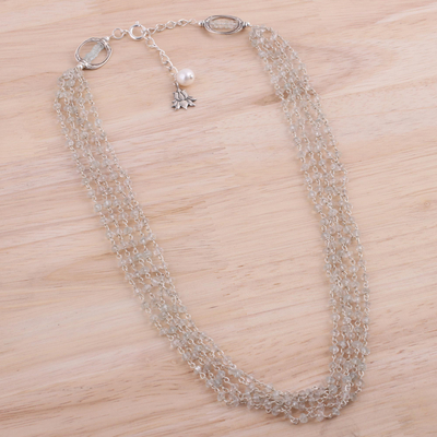 Halskette aus Aquamarin- und Zuchtperlenperlen - Halskette aus Aquamarin- und Zuchtperlen aus Indien