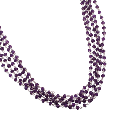 Collar de perlas cultivadas y amatistas - Collar con cuentas de amatista y perlas cultivadas de la India