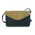Leather accent cotton shoulder bag, 'Honey Traveler' - Applique Leather Accent Cotton Shoulder Bag in Green